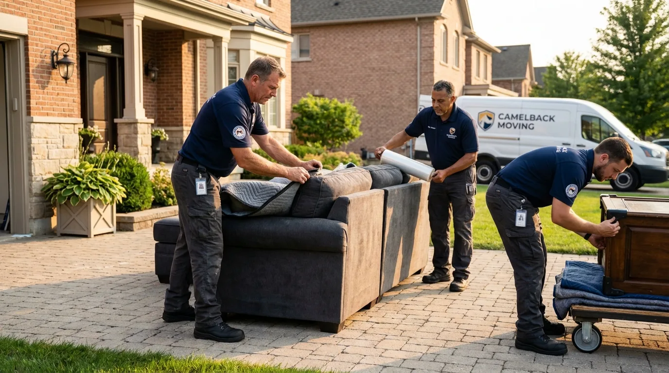 Large estate moving crew wrapping furniture in Shelby, MI